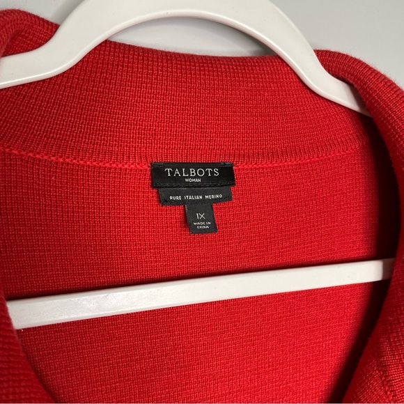 Talbots Red Textured Knit Button Front Jacket Collared Blazer 1X - Picture 5 of 8